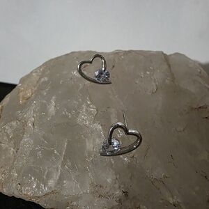 5/$20 Silver Heart Stud Earrings
